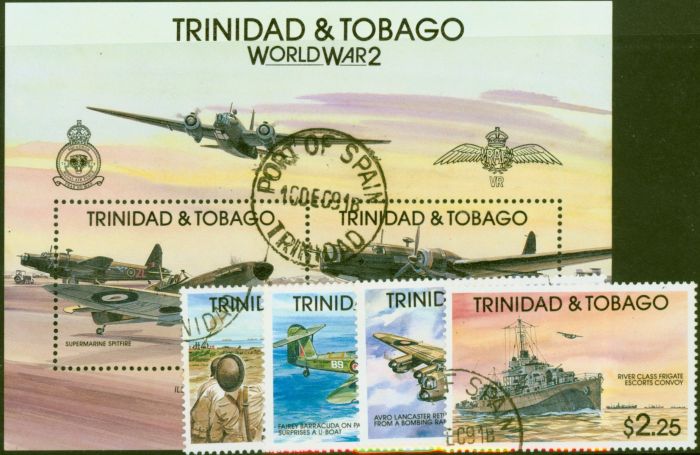 Rare Postage Stamp from Trinidad & Tobago 1991 50th Anniv WWII set of 5 SG803-MS807 Fine Used