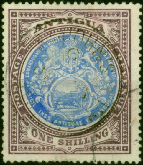 Antigua 1908 1s Blue & Dull Purple SG49 Fine Used 1 King Edward VII (1902-1910) Old Stamps