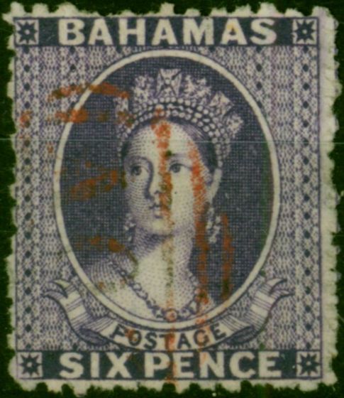 Bahamas 1863 6d Deep Violet SG31 V.F.U Red Duplex Cancel . Queen Victoria (1840-1901) Used Stamps