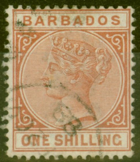 Collectible Postage Stamp from Barbados 1886 1s Chestnut SG102 Fine Used