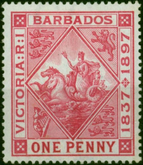 Barbados 1897 1d Rose SG118 Fine MM (2) Queen Victoria (1840-1901) Old Stamps