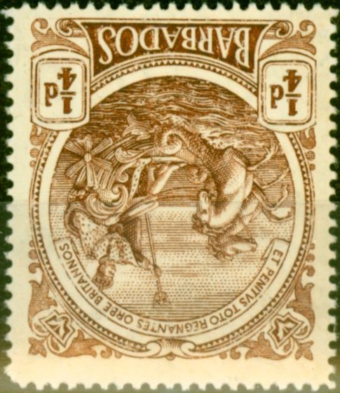 Valuable Postage Stamp from Barbados 1918 1/4d Deep Brown SG181w Wmk Inverted Fine MNH