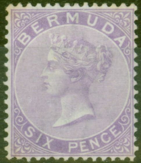 Old Postage Stamp from Bermuda 1874 6d Dull Mauve SG7 Fine Lightly Mtd Mint