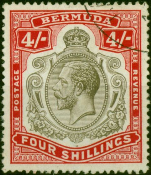 Bermuda 1920 4s Black & Carmine SG52b V.F.U  King George V (1910-1936) Rare Stamps