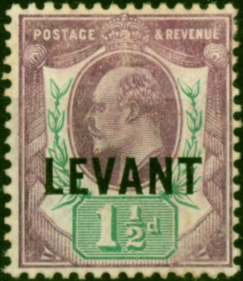 British Levant 1905 1 1/2d Pale Dull Purple & Green SGL4a Chalk Good MM  King Edward VII (1902-1910) Old Stamps
