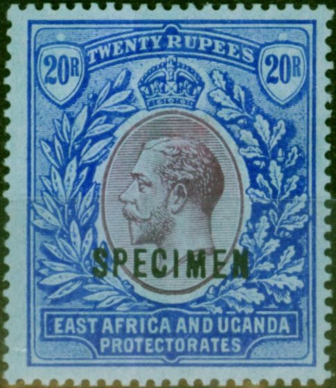 Rare Postage Stamp East Africa KUT 1918 20R Purple & Blue-Blue Specimen SG60s Fine & Fresh VLMM
