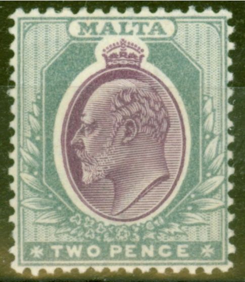 Collectible Postage Stamp from Malta 1905 2d Purple & Grey SG50 Fine Mtd Mint