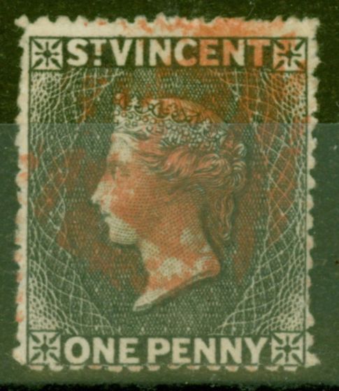 Old Postage Stamp from St Vincent 1871 1d Black SG15 Fine Used