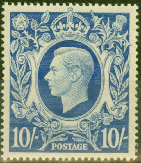 Old Postage Stamp from GB 1942 10s Ultramarine SG478bvar Guide ine S.E Corner Fine Lightly Mtd Mint