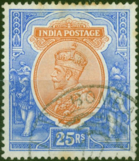 India 1913 25R Orange & Blue SG191 Good Used  King George V (1910-1936) Rare Stamps
