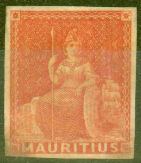 Collectible Postage Stamp from Mauritius 1858 6d Vermillion SG28 Ave Mtd Mint