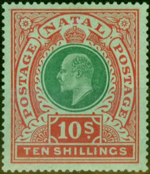 Collectible Postage Stamp from Natal 1908 10s Green & Red-Green SG170 Fine & Fresh Lightly Mtd Mint