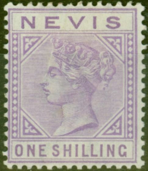 Valuable Postage Stamp from Nevis 1890 1s Pale Violet SG34 Fine Mtd Mint
