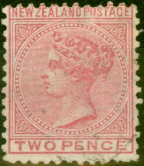 Old Postage Stamp from New Zealand 1878 2d Rose SG158a Line P.12 Fine Lightly Used
