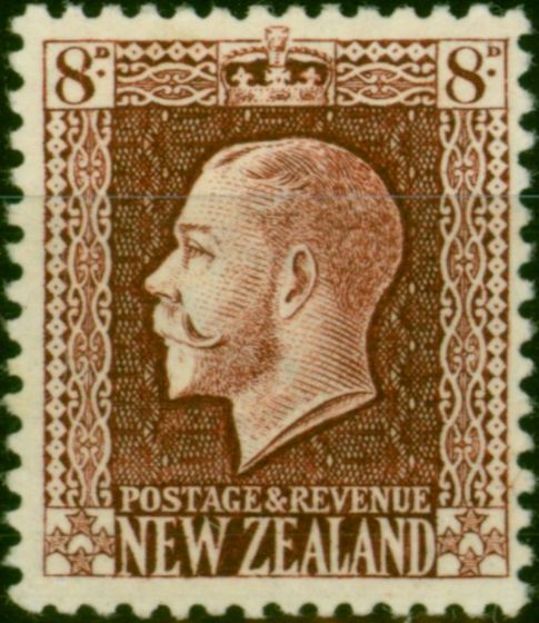 Rare Postage Stamp New Zealand 1922 8d Red-Brown SG428 V.F MM