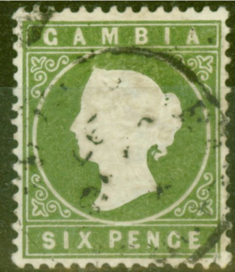 Collectible Postage Stamp from Gambia 1887 6d Olive Green SG32d Fine Used