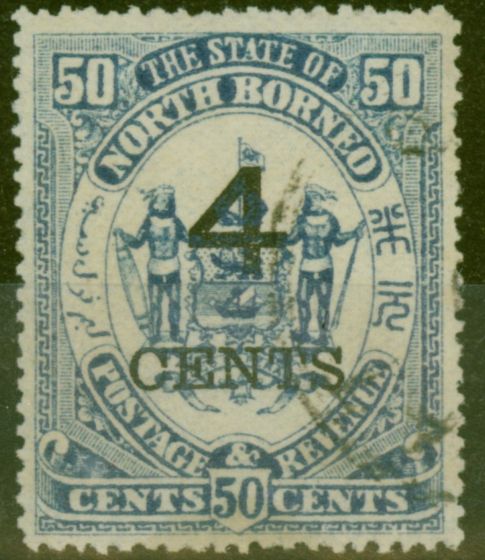 Valuable Postage Stamp from North Borneo 1899 4c on 50c Chalky Blue SG119a V.F.U