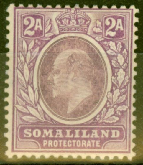 Valuable Postage Stamp from Somaliland 1909 2a Dull & Brt Purple SG47a Chalk Paper Fine Mtd Mint