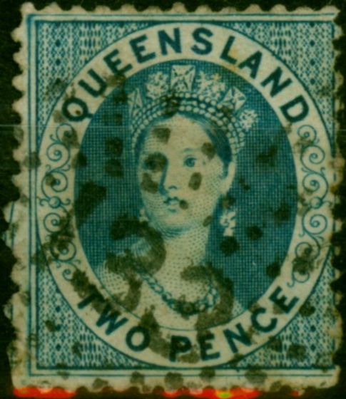 Old Postage Stamp Queensland 1863 2d Blue SG31 Good Used