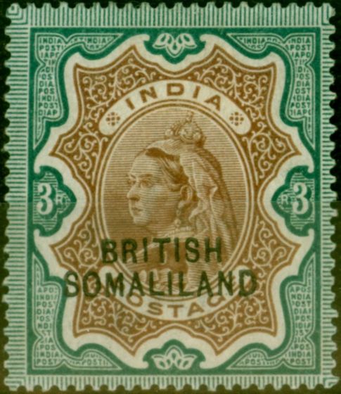 Valuable Postage Stamp from Somaliland 1903 3R Brown & Green SG23 Fine Mtd Mint