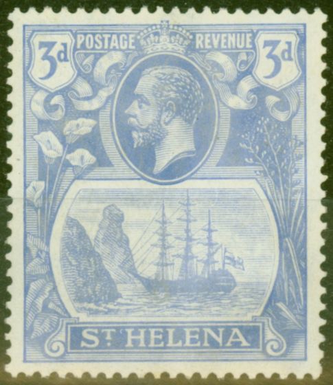 Valuable Postage Stamp from St Helena 1923 3d Brt Blue SG101b Torn Flag Fine Lightly Mtd Mint