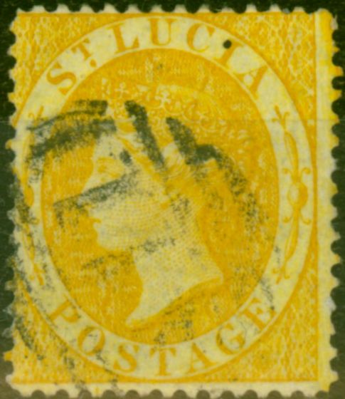 Old Postage Stamp from St Lucia 1876  Yellow SG16 Fine Used
