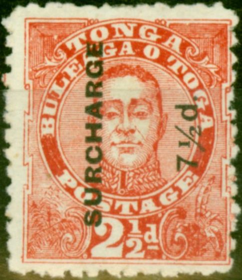 Collectible Postage Stamp from Tonga 1895 7 1/2d on 2 1/2d Vermilion SG31 Fine Unused