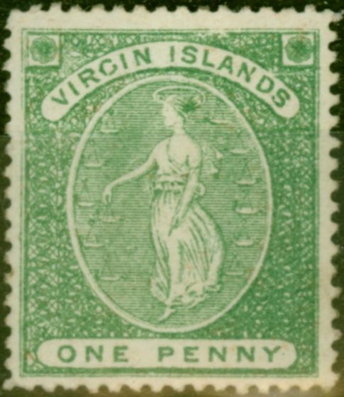 Old Postage Stamp Virgin Islands 1868 1d Yellow-Green SG8 Fine MM