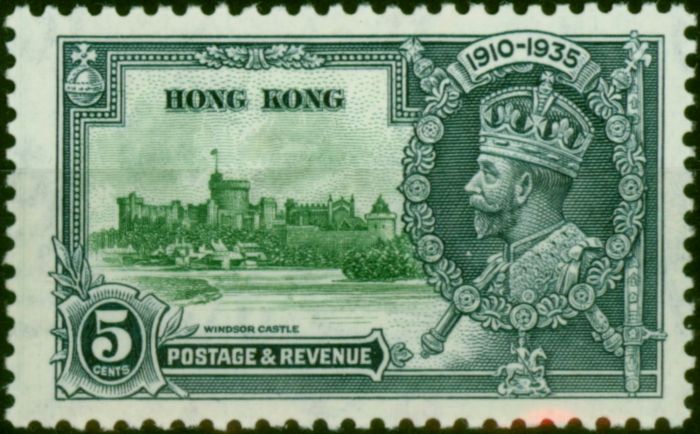 Hong Kong 1935 5c Green & Indigo SG134 Fine LMM  King George V (1910-1936) Rare Stamps
