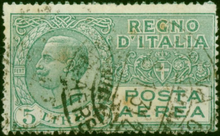 Italy 1926 Air 5L Green SG203 Good Used  King George V (1910-1936) Collectible Stamps