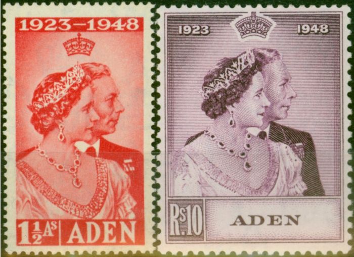 Aden 1949 RSW Set of 2 SG30-31 V.F VLMM (2) King George VI (1936-1952) Old Royal Silver Wedding Stamp Sets