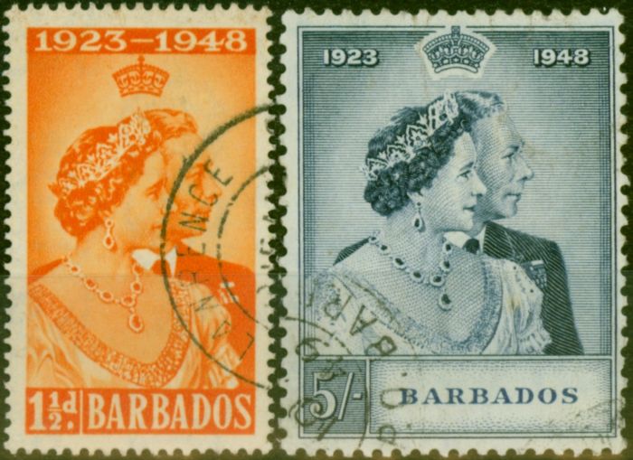 Barbados 1948 RSW Set of 2 SG265-266 V.F.U King George VI (1936-1952) Old Royal Silver Wedding Stamp Sets