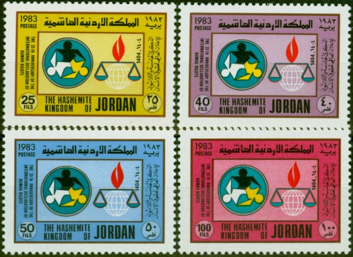 Valuable Postage Stamp from Jordan 1983 Human Flights Set of 4 SG1398-1402 Very Fine MNH