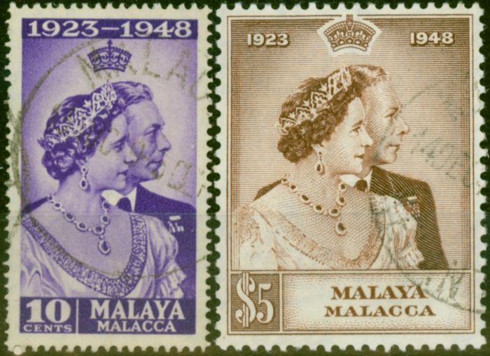 Malacca 1948 RSW Set of 2 SG1-2 V.F.U  King George VI (1936-1952) Old Royal Silver Wedding Stamp Sets