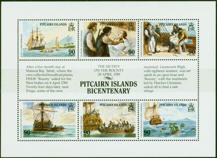 Pitcairn Islands 1989 Bicentenary 2nd Series Mini Sheet Set of 6 SG341-346 V.F MNH . Queen Elizabeth II (1952-2022) Mint Stamps
