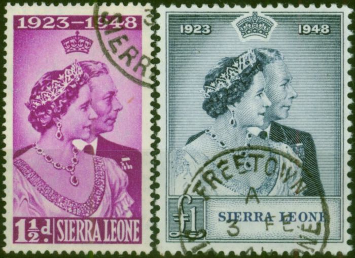Sierra Leone 1948 RSW Set of 2 SG203-204 V.F.U  King George VI (1936-1952) Collectible Royal Silver Wedding Stamp Sets