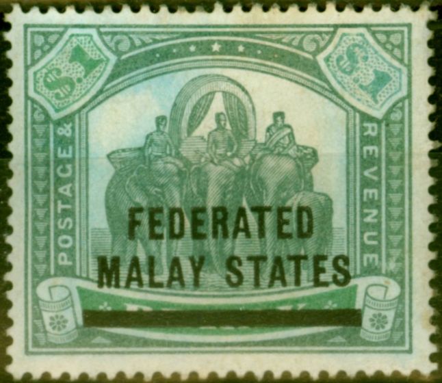 Collectible Postage Stamp from Fed of Malay States 1900 $1 Green & Pale Green SG11 Good Unused