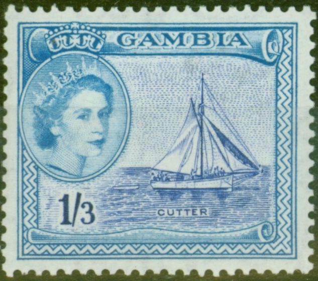 Valuable Postage Stamp from Gambia 1953 1s3d Ultramarine & Pale Blue SG179 V.F MNH