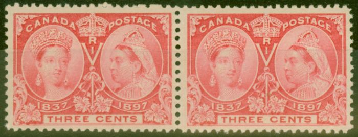 Collectible Postage Stamp from Canada 1897 3c Carmine SG126 V.F MNH Pair.