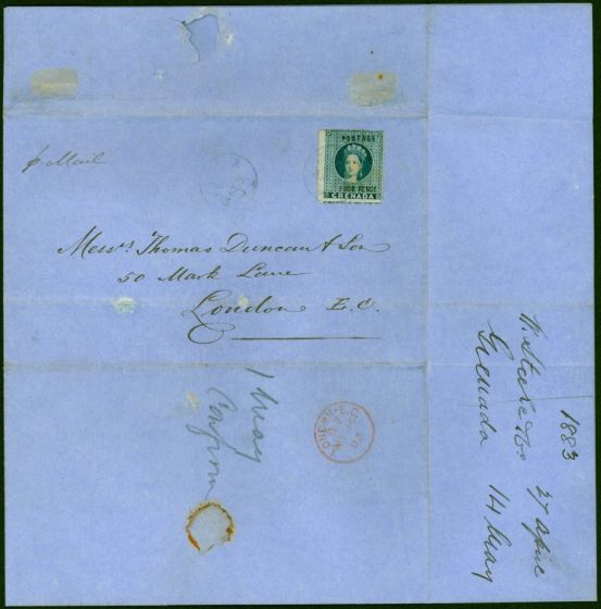 Grenada 1883 Cover to London Bearing SG23 Fine Attractive & Scarce  Queen Victoria (1840-1901) Collectible Stamps