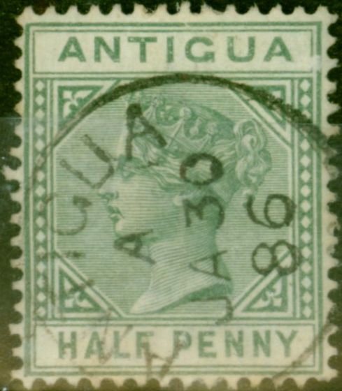 Valuable Postage Stamp Antigua 1882 1/2d Dull Green SG21 V.F.U