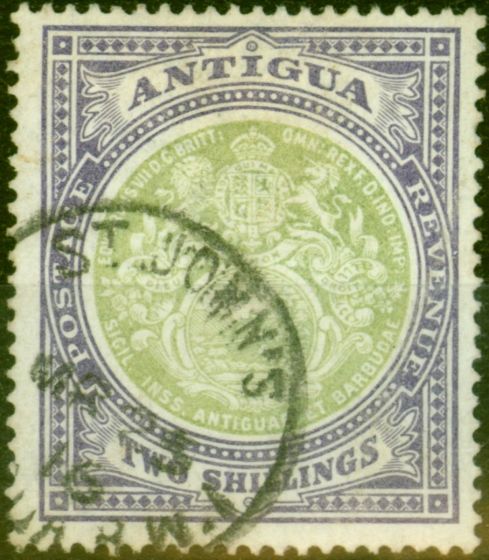 Valuable Postage Stamp from Antigua 1903 2s Grey-Green & Pale Violet SG38 Good Used
