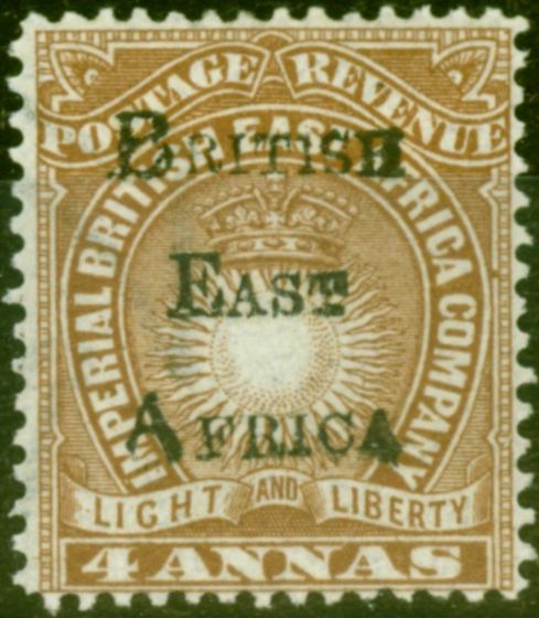 Old Postage Stamp from B.E.A KUT 1895 4a Yellow-Brown SG38 Fine & Fresh Mtd Mint