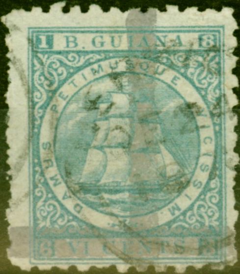 Collectible Postage Stamp from British Guiana 1878 Provisional (1c) on 6c Ultramarine SG141 Fine Used