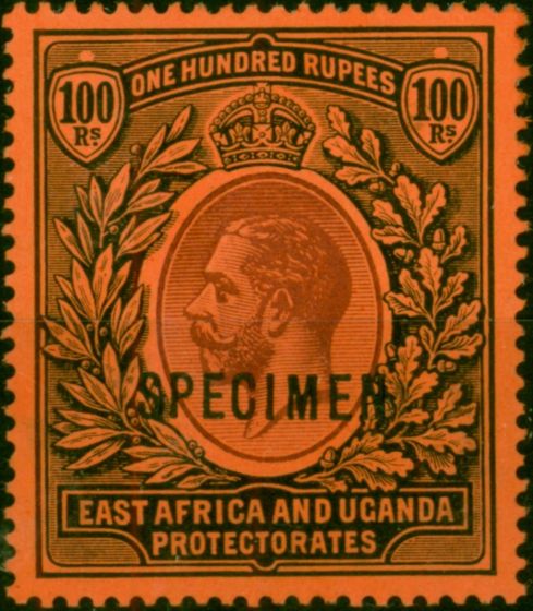 East Africa KUT 1912 100R Purple & Black Specimen SG62s Fine & Fresh MM. King George V (1910-1936) Mint Stamps
