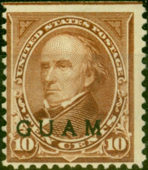 Rare Postage Stamp from Guam 1899 10c Brown SG9 Fine Mtd Mint From Top of the Sheet