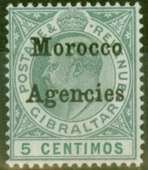 Old Postage Stamp from Morocco Agencies 1904 5c Grey-Green & Green SG17c Hyphen Between N-C V.F Lightly Mtd Mint