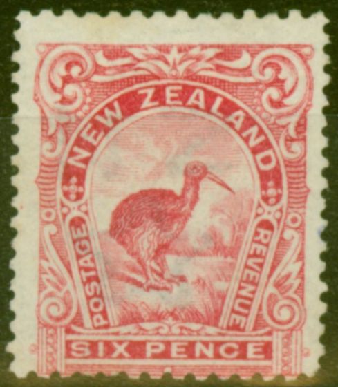 Old Postage Stamp from New Zealand 1908 6d Carmine-Pink SG384 P.14 x 15 Fine Lightly Mtd Mint