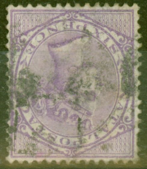 Rare Postage Stamp from Natal 1874 6d Brt Reddish Violet SG70w Wmk Inverted Good Used
