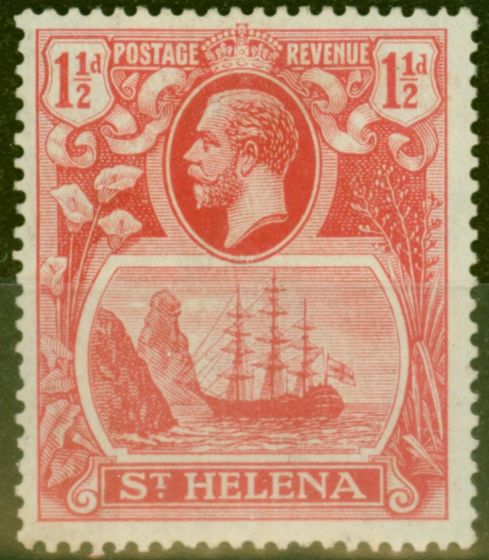 Old Postage Stamp from St Helena 1923 1 1/2d Rose-Red SG99c Cleft Rock Fine Lightly Mtd Mint